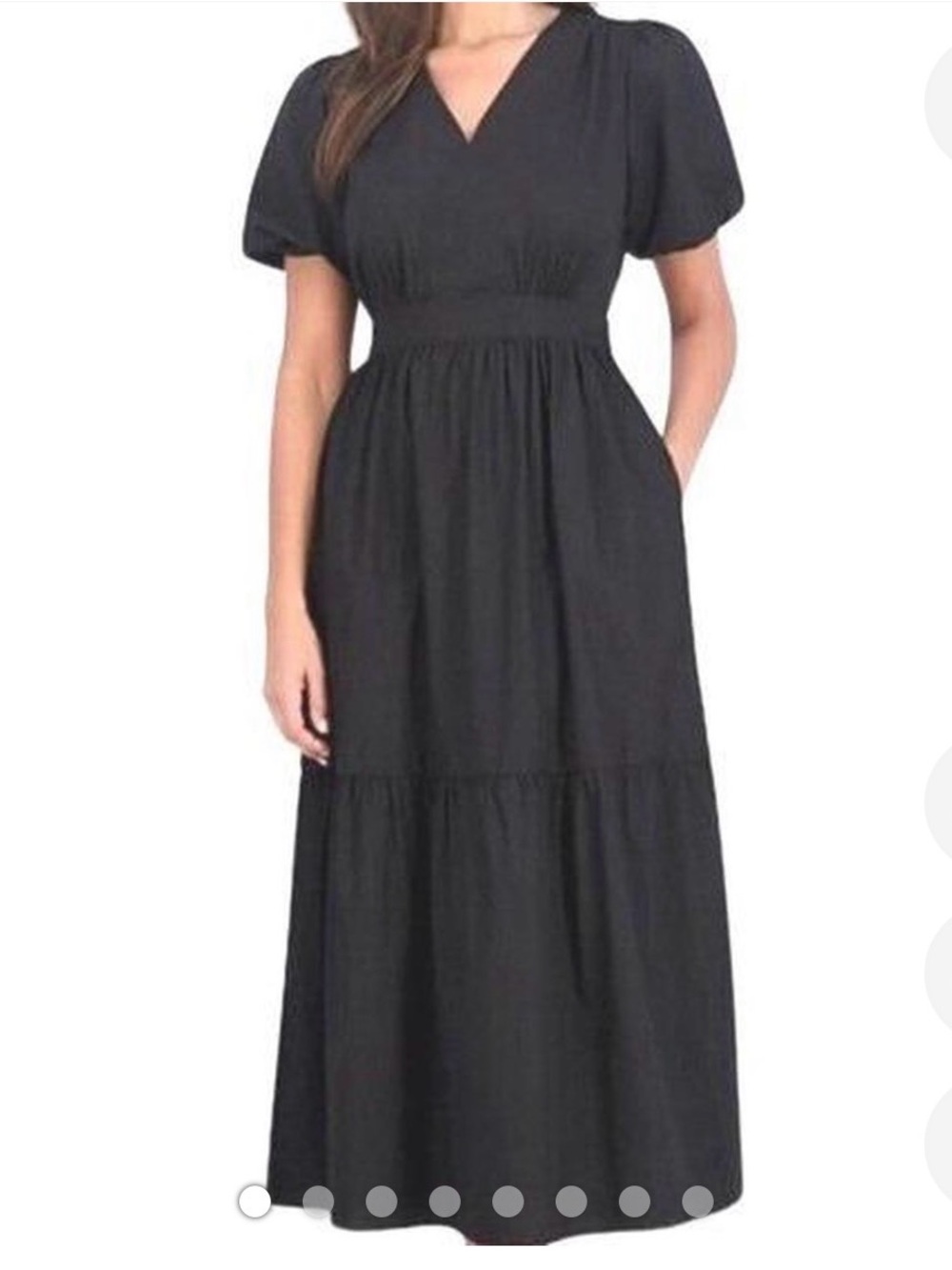 French Connection Black V-Neck Short Sleeve Maxi Dress